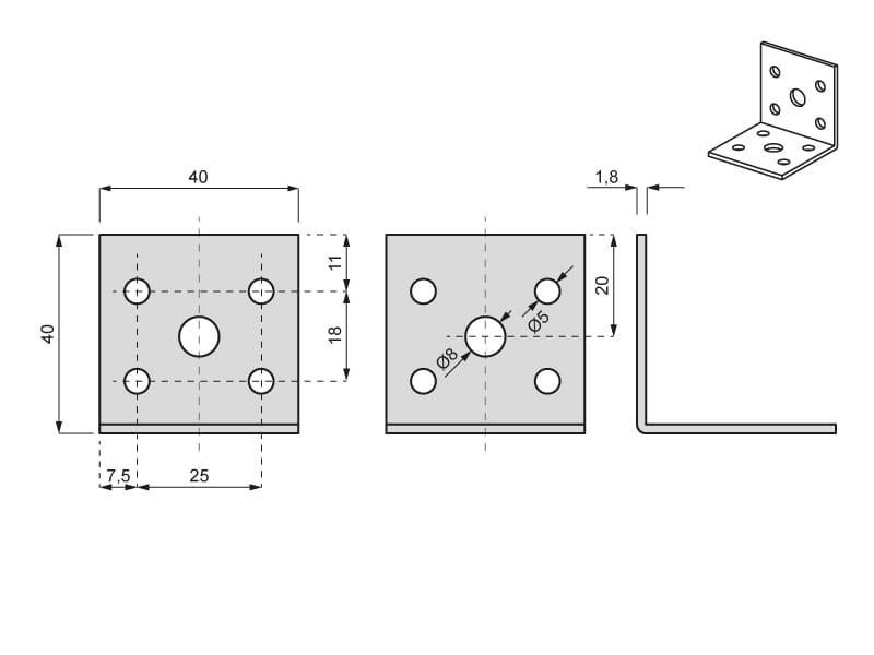 Kątownik bud.40x40x40